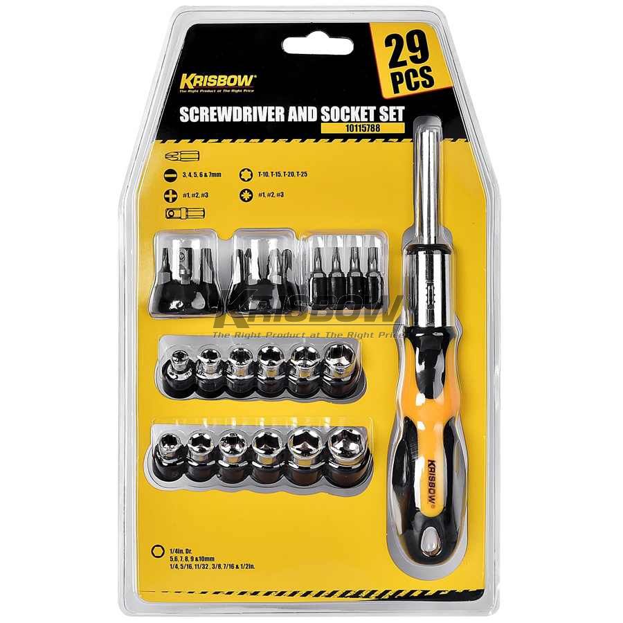 Obeng Screwdriver And Socket Set 29Pcs Krisbow 10115788-0