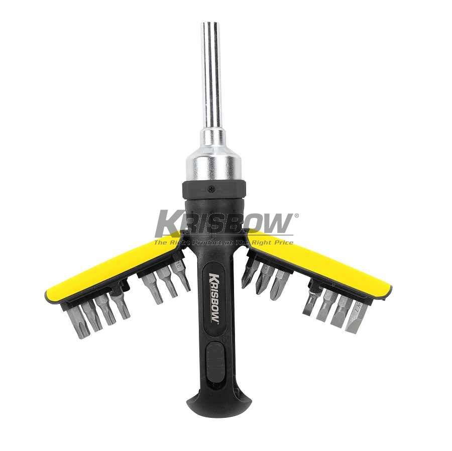 Obeng Ratchet Screwdriver With Multi Bits Krisbow 10211534-0