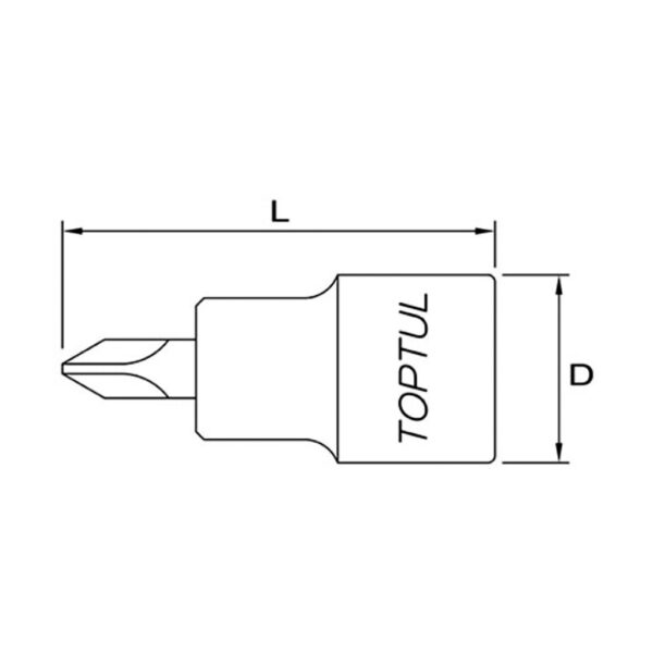 Kunci Sock 1/2" DR. Phillips Bit Sockets PH2 Toptul BCAA16P2-33582