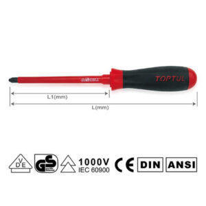 Obeng VDE Insulated Phillips Screwdrivers PH2 Toptul FBEB0210-0