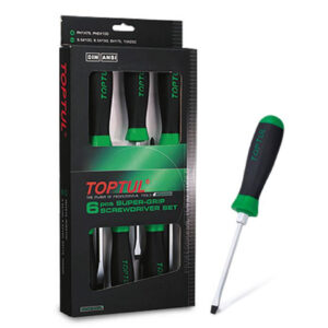 Obeng Slotted & Phillips Super-Grip Screwdriver Set (Hexagon Steel & Driver) 6pcs Toptul GAAE0608-0
