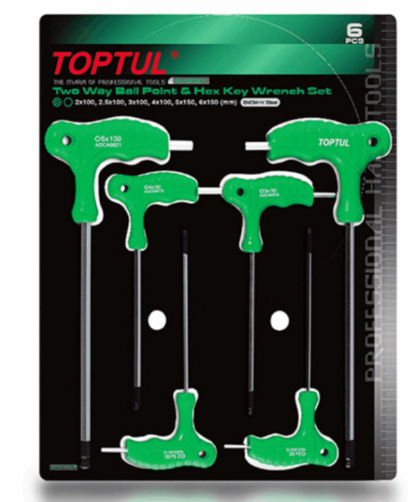 Kunci L Two Way Ball Point & Hex Key Wrench Set 6 Pcs TOPTUL GAAS0601-34148