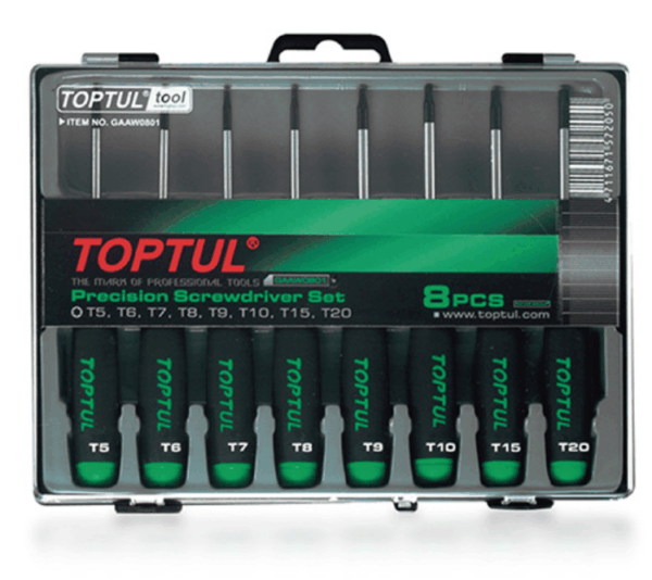 Obeng Presisi Precision Screwdriver Slotted, Phillips, Star Type Set 8 PcsToptul GAAW0803-34159
