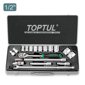 Kunci Sock Socket Set Metric 1/2" DR. 6PT 18pcs Toptul GCAD1802-0