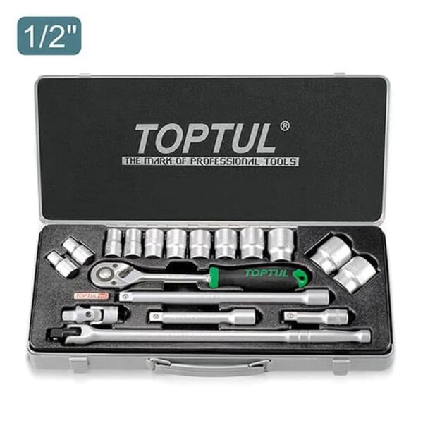 Kunci Sock Socket Set Metric 1/2" DR. 6PT 18pcs Toptul GCAD1802-0