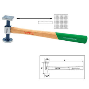 Palu Light Shrinking Hammer - Flat Face + Milled Square Face 100mm Toptul JFAB0233-0