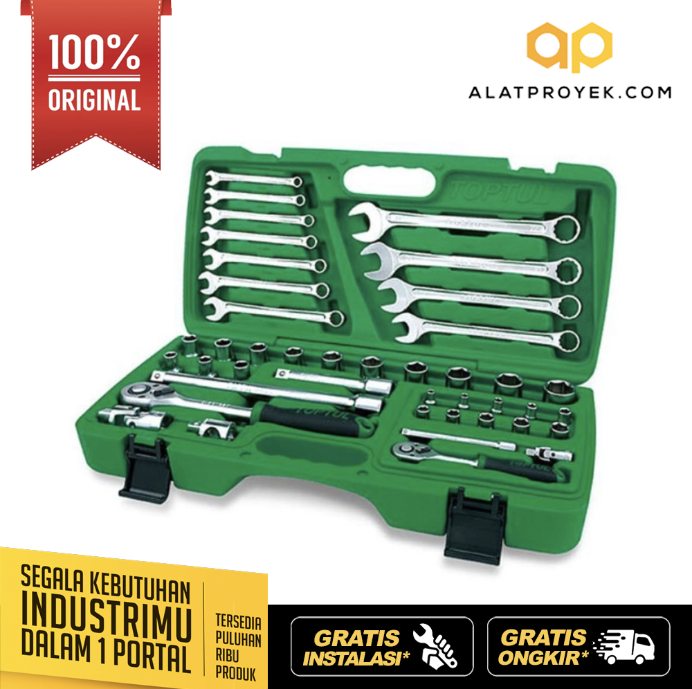 Kunci Sock Flank Socket Wrench Set 1/4" & 1/2" DR. 42pcs Toptul GAAI4201-0
