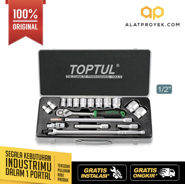 Kunci Sock Socket Set Metric 1/2" DR. 12PT 18pcs Toptul GCAD1804-0