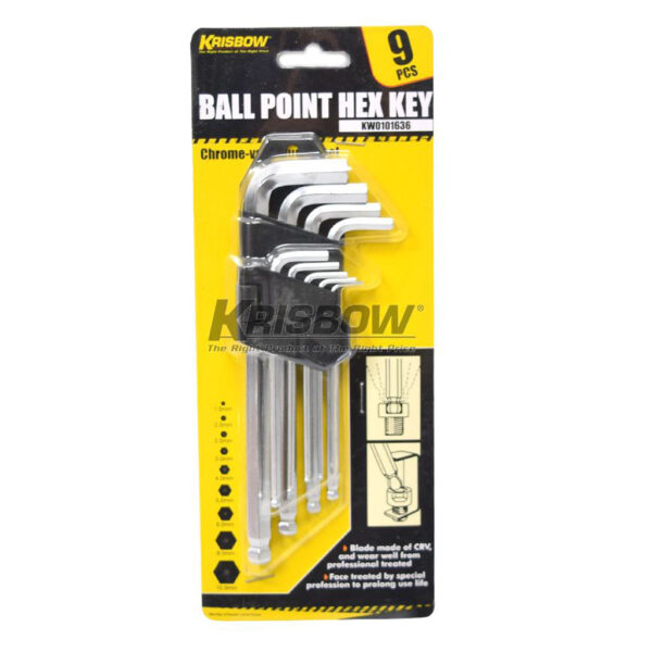 Kunci L Ballpoint Hex Key M 1.5-10Mm 9Pcs Krisbow KW0101636-33311