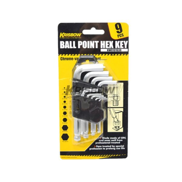 Kunci L Ballpoint Hex Key S 1.5-10Mm 9Pcs Krisbow KW0101638-33313