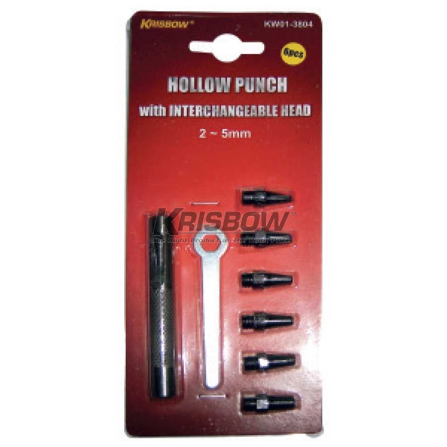 Alat Pembuat Lubang Hollow Punch 2-5 mm 6Pcs With Head Krisbow KW0103804-0