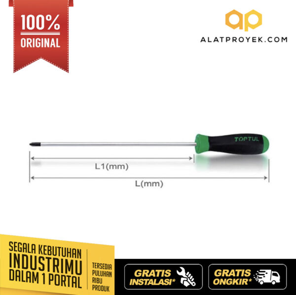 Obeng Extra Long Phillips Anti-Slip Screwdrivers PH2 Toptul FBCB0240-0