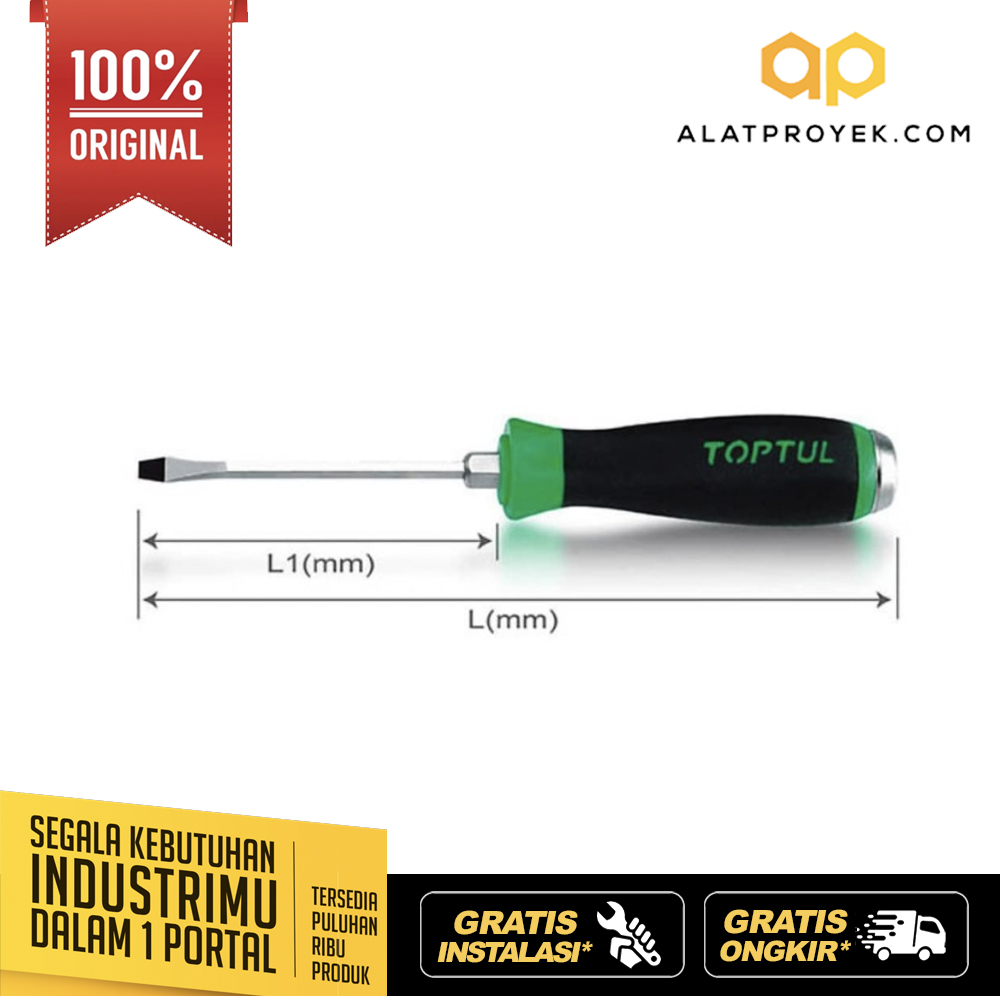 Obeng Hexagon Go-Thru Slotted Screwdrivers 1.2x8 mm Toptul FAGB0818-0