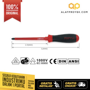 Obeng VDE Insulated Phillips Screwdrivers PH3 Toptul FBEB0315-0