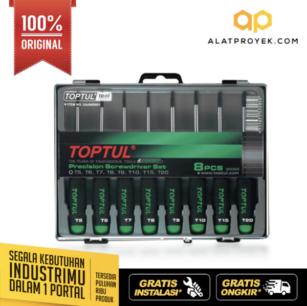 Obeng Presisi Precision Screwdriver Slotted, Phillips, Star Type Set 8 PcsToptul GAAW0803-0