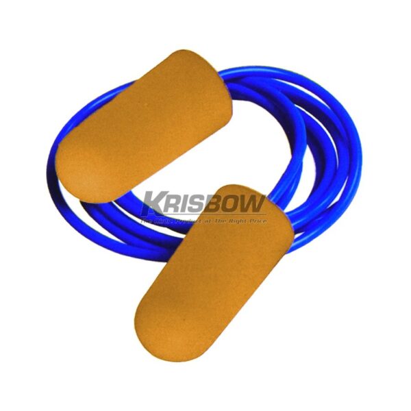 Penutup Telinga Earplug Pu Foam With Cord 100 Pair/Box 34dB Krisbow 10051444-35688