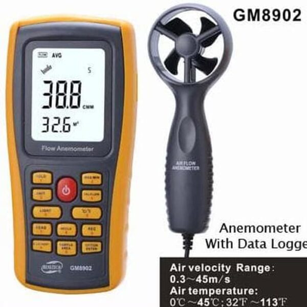 Alat Ukur Kecepatan Angin Anemometer Data Logger Benetech GM8902-0