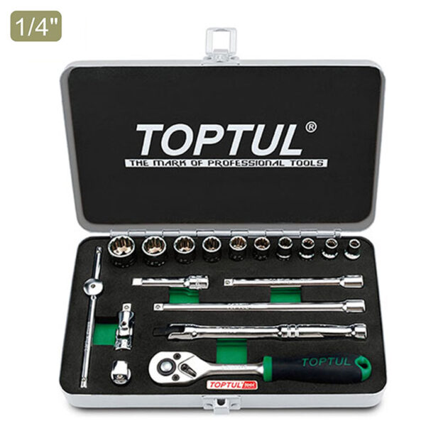 Kunci Sock Socket Set SAE 1/4" DR. 12PT 18pcs Toptul GCAD1811-34964