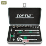 Kunci Sock Socket Set SAE 1/4" DR. 12PT 18pcs Toptul GCAD1818-0