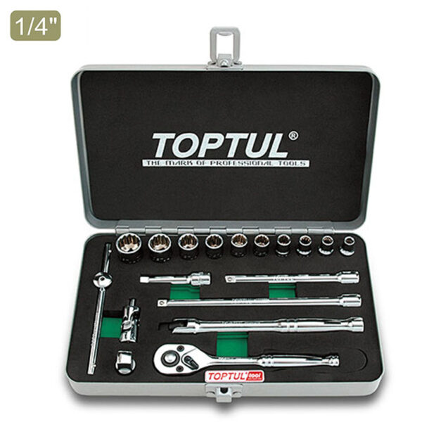Kunci Sock Socket Set SAE 1/4" DR. 12PT 18pcs Toptul GCAD1818-0
