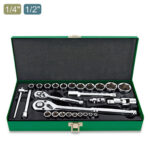 Kunci Sock Socket Set 1/4"&1/2" DR. 6PT 27pcs Toptul GCAD2802-0