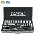 Kunci Sock Socket Set 1/4"&1/2" DR. 6PT 36pcs Toptul GCAD3401-0