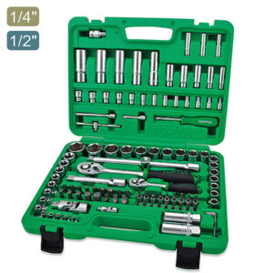 Kunci Sock Professional Grade Flank Socket Set 1/4"&1/2" DR. 6PT 108pcs Toptul GCAI108R-0