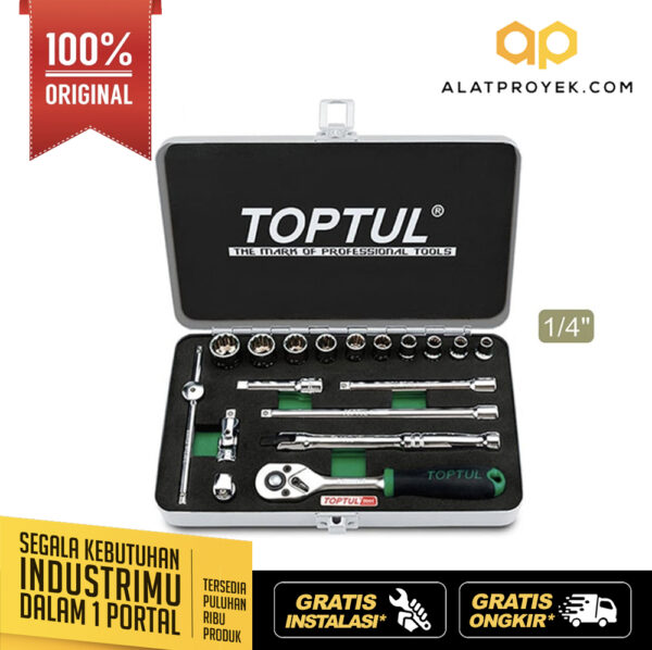 Kunci Sock Socket Set SAE 1/4" DR. 12PT 18pcs Toptul GCAD1811-0