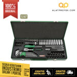 Kunci Sock Socket & Ball Point Hex Key Wrench Set 1/4" DR. 6PT 72pcs Toptul GCAD7202-0