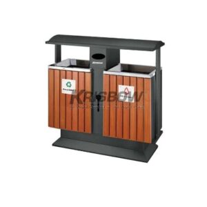 Tempat Sampah Dustbin Outdoor 2 COMPRT Artifical Wood Krisbow 10223926-0