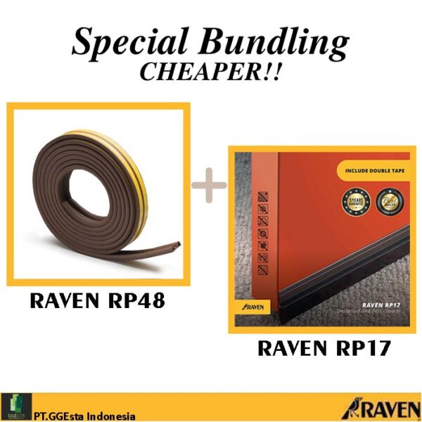 Raven Door Seal Rp17 + Rp48 Brown Paket Bundling Penutup Celah Pintu-36588