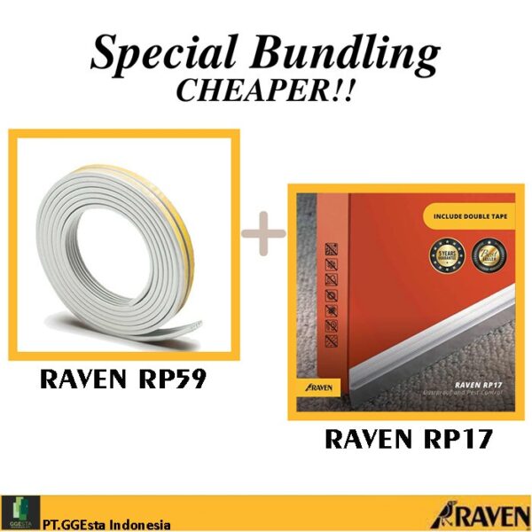 Raven Door Seal Rp17 + Rp59 White Paket Bundling Penutup Celah Pintu-36592
