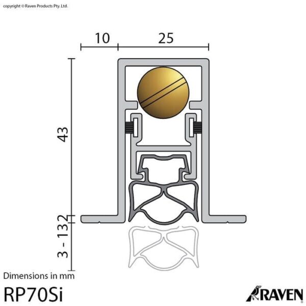 Raven Automatic Door Bottom Acoustic Seal Rp70Si 1070mm Heavy Duty-36642