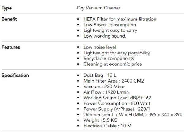 Vacuum Dry VP300 HEPA Basic EU Nilfisk 10151625-37101