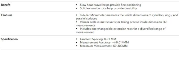 Tubular Micrometer 50-300/0.01MM 137-202 Mitutoyo MT0000589-37197