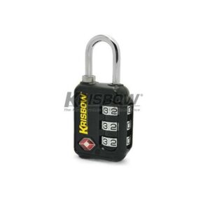 Gembok Padlock TSA 3 Dial Zinc Alloy Black Krisbow 10222537-0