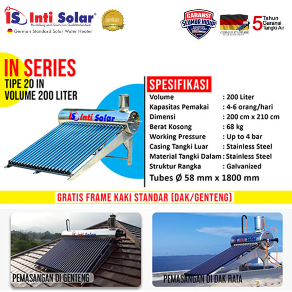 Pemanas Air Matahari Water Heater 200 Liter Inti Solar 20 IN-37787