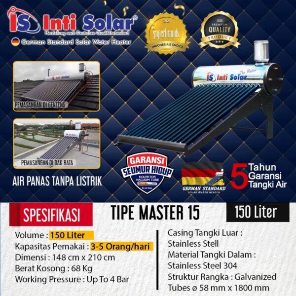 Pemanas Air Matahari Water Heater 150 Liter Inti Solar Master 15-37791