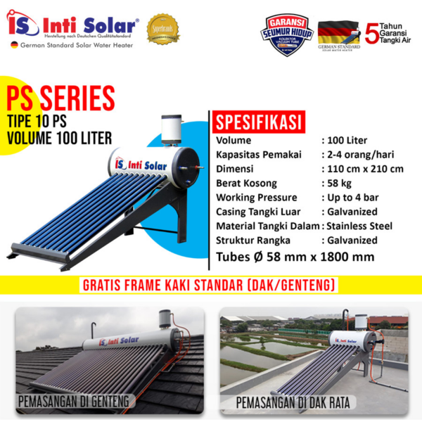 Pemanas Air Matahari Water Heater 100 Liter Inti Solar PS 10-37779