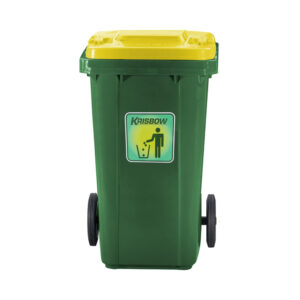Tempat Sampah Plastik Krisbow New Eco 120 Ltr Hijau Tutup Kuning-0