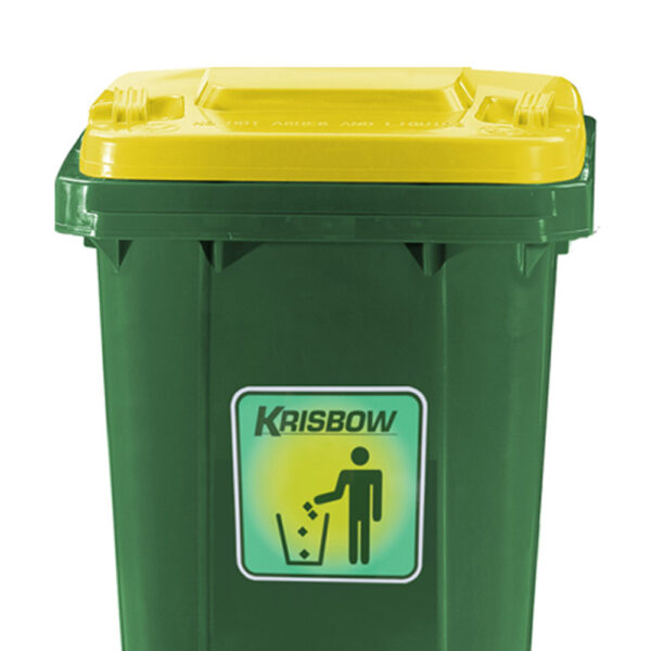 Tempat Sampah Plastik Krisbow New Eco 120 Ltr Hijau Tutup Kuning-38971