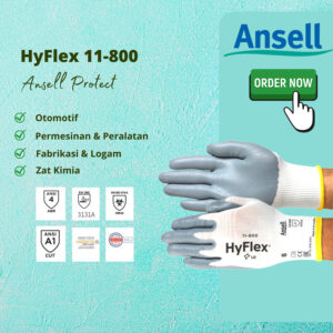 Ansell Hyflex 11-800 Nitrile Foam Plam Coated Gloves Size 8 9 10-0
