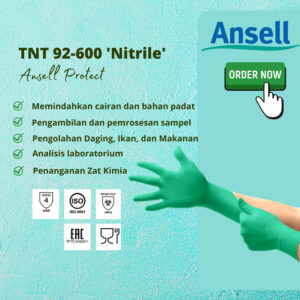 Sarung Tangan Ansell 240mm Touch n Tuff Nitrile Powder Free Green Size XL-0