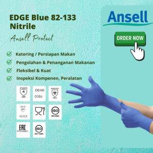 Ansell Edge Blue Disposable Gloves Nitrile Powder Free 82 - 133-0