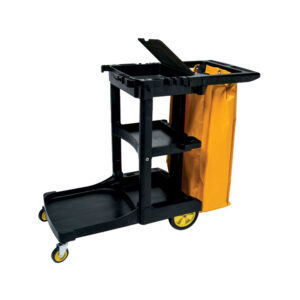 Black Janitor Cart with Cover-0