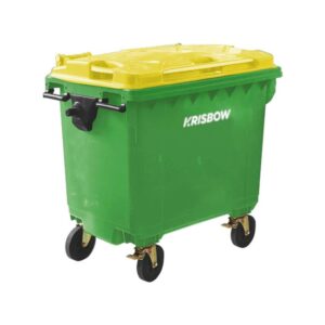 Dust Bin Krisbow 660 Liter Green With Yellow Lid FRWB660G2