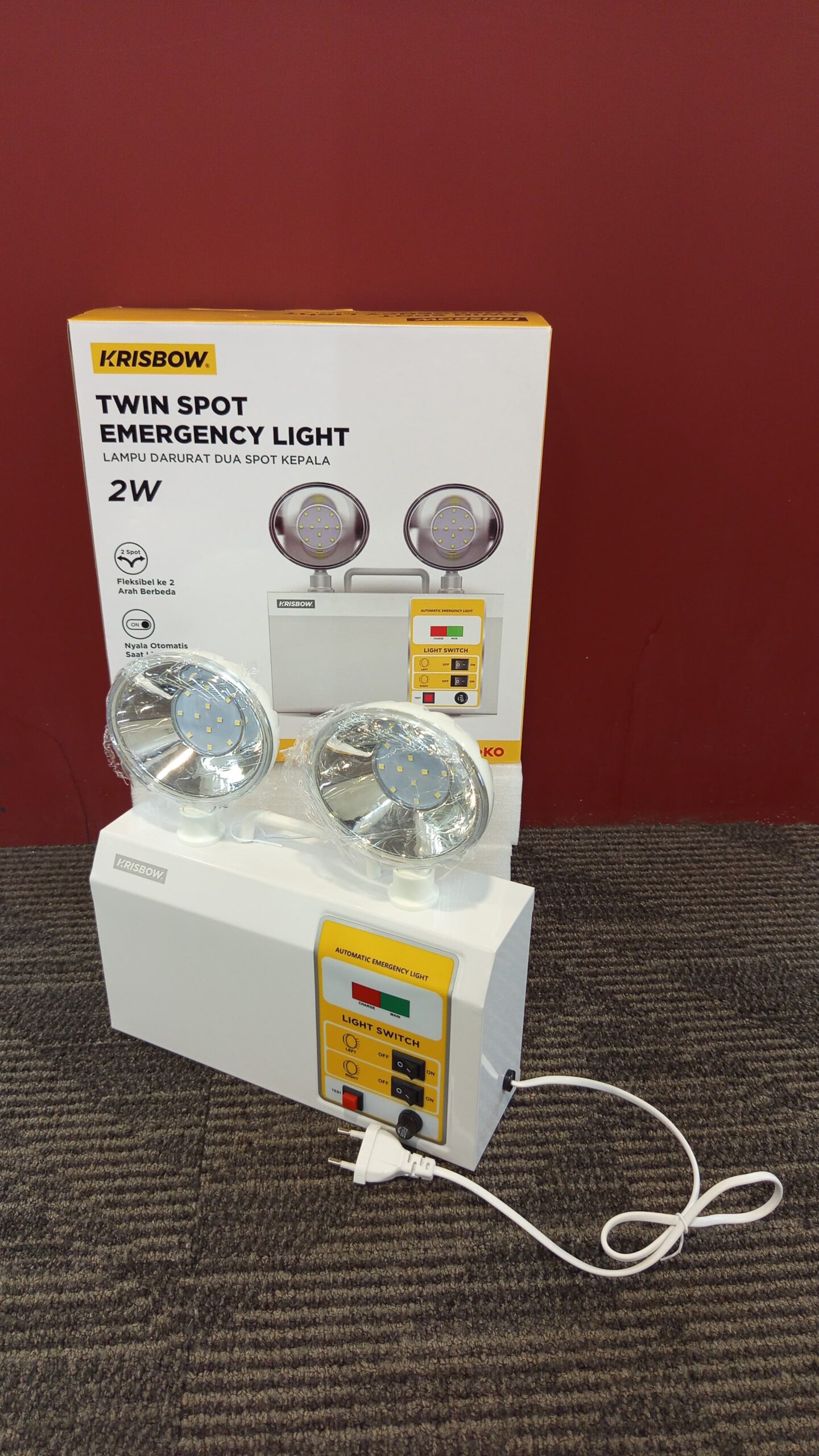 Krisbow Emergency Lamp Twin Spot 2W White 10665951