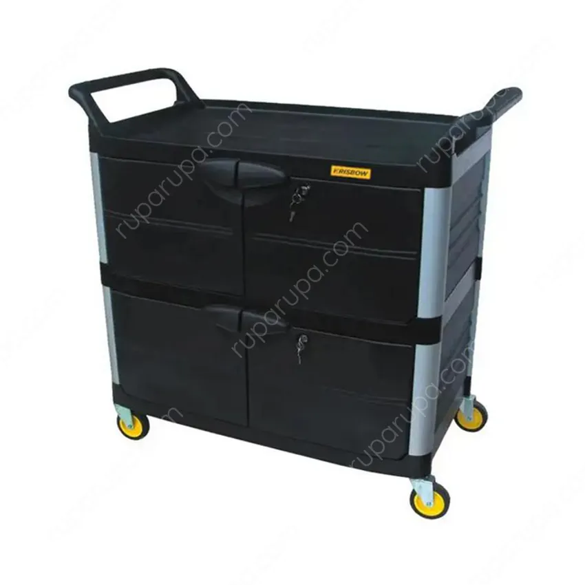 Rak Troli 3 Tingkat Dengan Pintu Hitam Krisbow Mrtsbd-bl