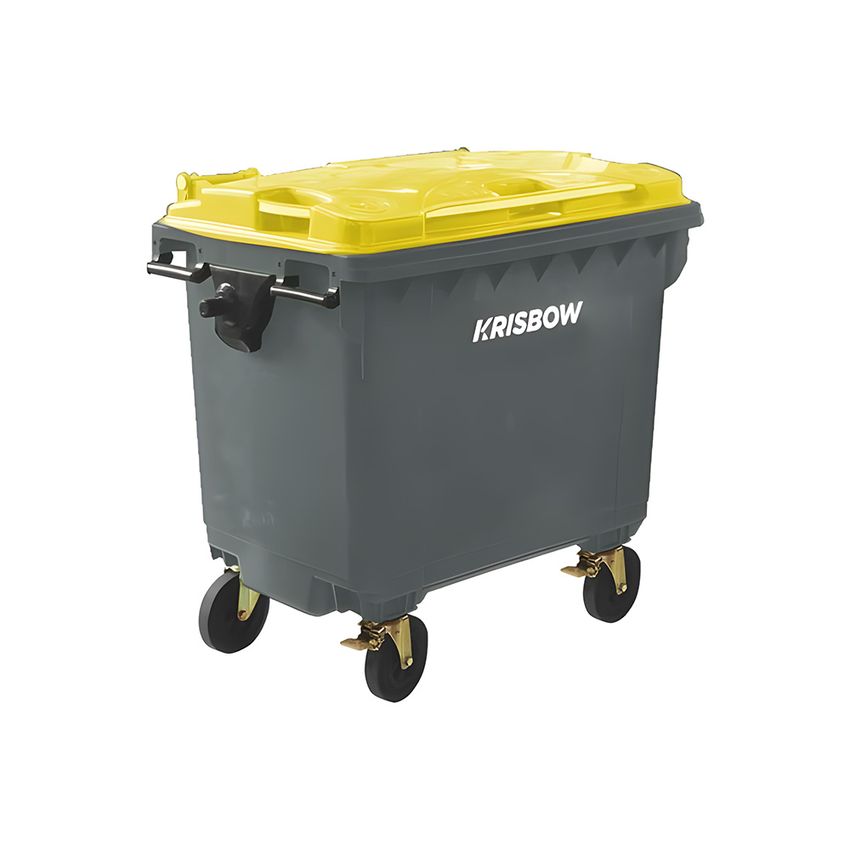 Tempat Sampah Dengan Tutup 660 Ltr Abu-abu/kuning Krisbow