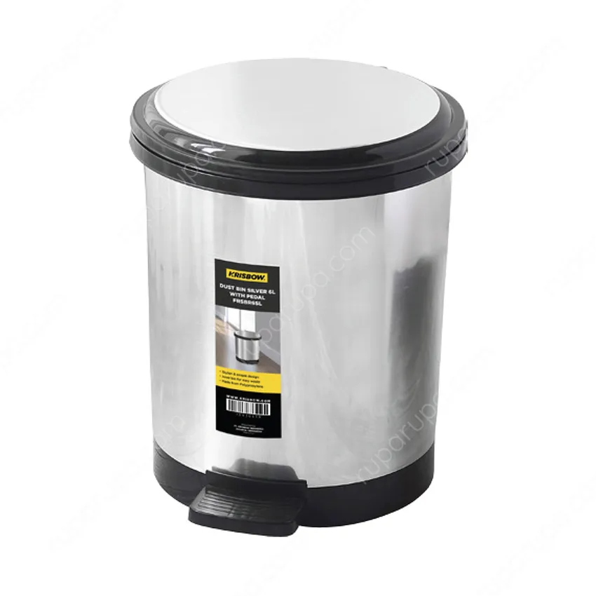 Tempat Sampah Pedal 6 Ltr Silver Krisbow